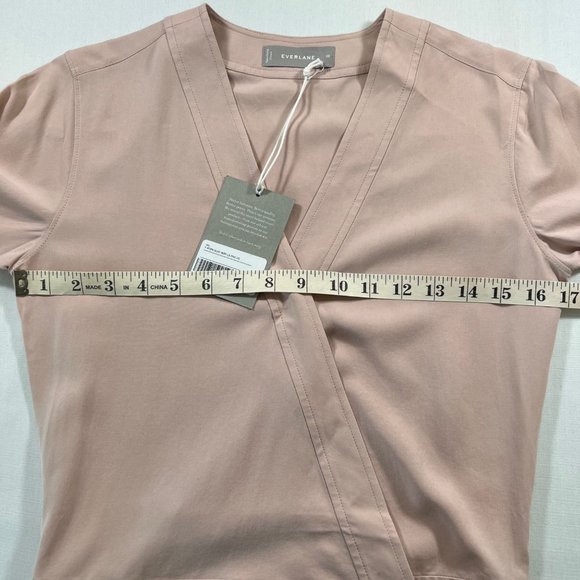 Everlane Washable Silk Wrap Top in Rose Size 00 NEW! - Picture 8 of 9